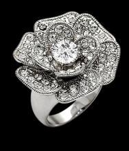 5 carat rose flower style diamond engagement ring gold