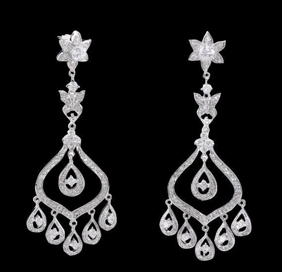 4.5 carat diamonds chandelier earring dangling white gold jewelry earrings