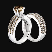 4.5 ct. Champagne brown diamonds engagement ring band set