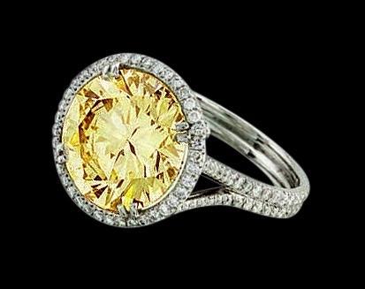 4.5 ct. yellow canary center diamond ring white gold 18K solid
