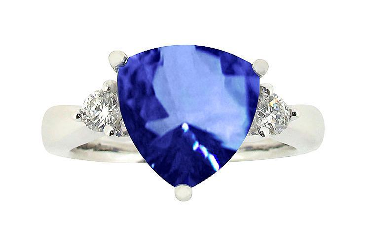 7.01 carat trillion AAA tanzanite diamonds wedding anniversary ring gold