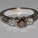 Cognac white diamonds 2.5 cts. ring 3 stone jewelry new