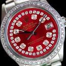 Date just rolex mens watch red diamonds dial bezel