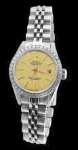 Diamond bezel datejust women watch champagne stick dial jubilee SS rolex