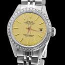 Diamond bezel datejust women watch champagne stick dial jubilee SS rolex