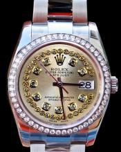 Diamond bezel dial ladies man rolex datejust watch SS string diamond dial