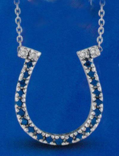 0.23 carat diamonds & Gem-stone necklace pendant white gold 14K