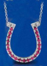 Horse shoe style pendant necklace 0.25 carat diamonds & gemstone