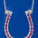 Horse shoe style pendant necklace 0.25 carat diamonds & gemstone