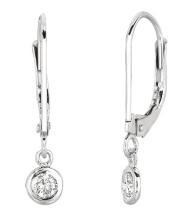0.20 carat diamonds bezel set earring pair 14K white gold ear ring new