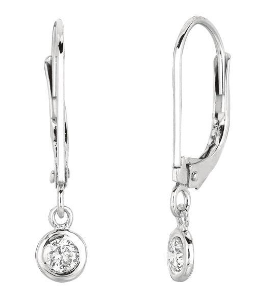 0.20 carat diamonds bezel set earring pair 14K white gold ear ring new