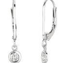0.20 carat diamonds bezel set earring pair 14K white gold ear ring new