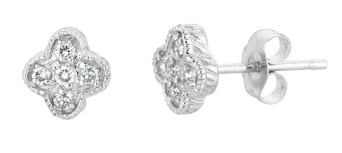 0.15 carat Round diamond pushback stud pair earring white gold 14K