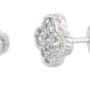 0.15 carat Round diamond pushback stud pair earring white gold 14K