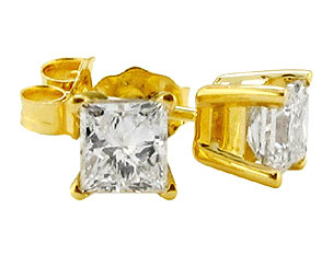 2 carat princess cut DIAMOND stud earrings