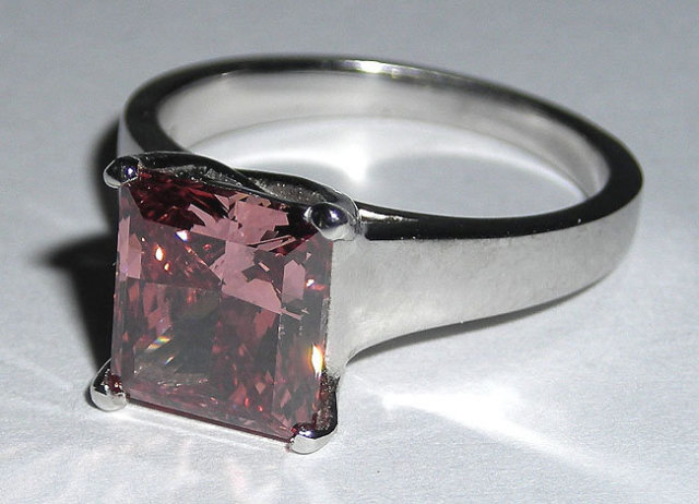 1.51 carats princess red diamond ring engagement new