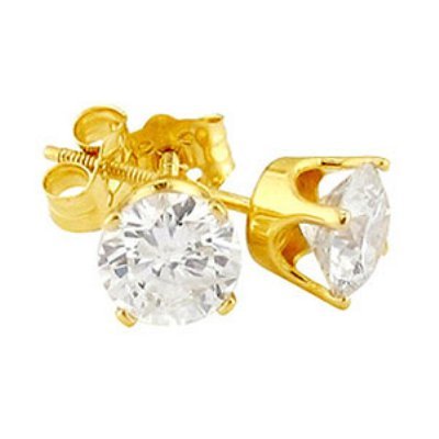 3 carat DIAMOND stud earrings round yellow gold round