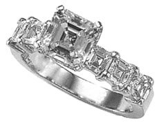 1.61 carat asscher cut DIAMOND PLATINUM engagement ring