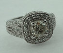 2.51 carats ROUND DIAMOND RING antique look gold pave