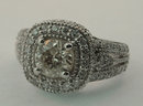 2.51 carats ROUND DIAMOND RING antique look gold pave