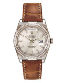Rolex president watch white gold with leather band mint