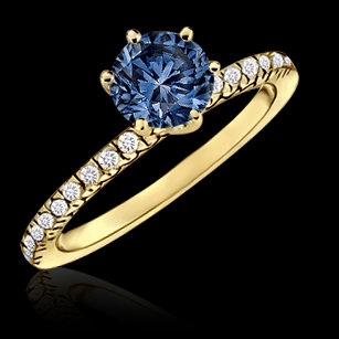 1.01 carat blue diamond engagement ring 14K yellow gold
