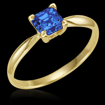 0.50 carat blue princess cut diamond solitaire ring