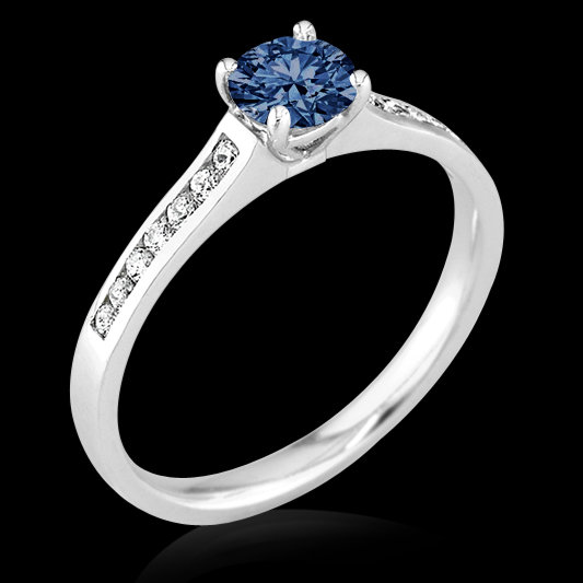 0.75 carat blue diamond engagement ring white gold new