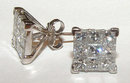 2 carats LARGE diamond studs PRINCESS CUT earrings
