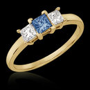 White blue diamonds 1.01 carat priness cut 3 stone ring