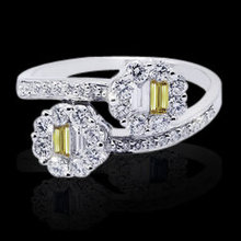 1.20 carat yellow canary baguette diamonds ring gold