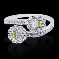 1.20 carat yellow canary baguette diamonds ring gold