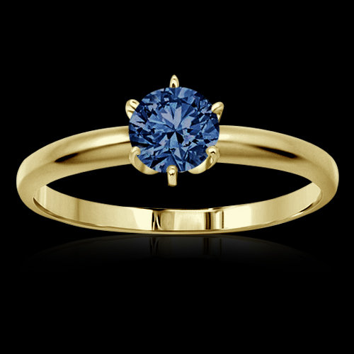 1.00 carat blue diamond solitaire engagement ring new