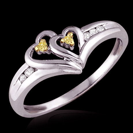 1 ct. yellow canary diamonds heart shape ring gold