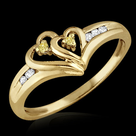 1 ct. yellow canary diamonds heart shape ring gold