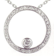 1.35 carats Bezel Set Diamond Pendant with round cut di