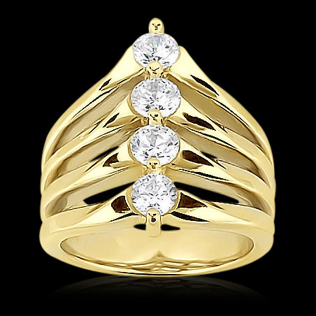0.75 carats DIAMOND RING 4 stone engagement ring gold