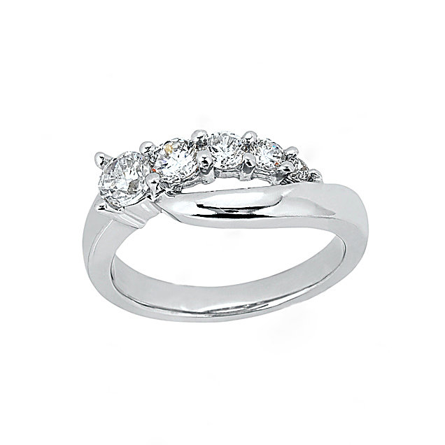 1 Ct. Diamond engagement ring 5 stone white gold ring
