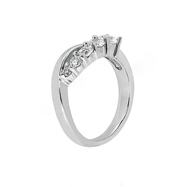 1 Ct. Diamond engagement ring 5 stone white gold ring