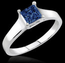0.75 carat princess cut blue diamond engagement ring