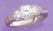 1.43 carat YELLOW GOLD 3 stone diamond ring engagement