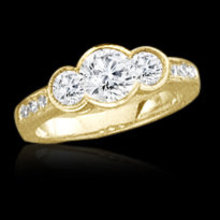1.43 carat YELLOW GOLD 3 stone diamond ring engagement