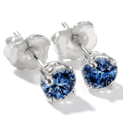 0.90 carat blue diamond stud post earrings pair gold