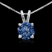 0.75 carat round blue diamond pendant locket gold new