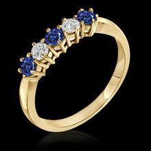 Round blue diamonds 1.50 carat 5 stone engagement ring