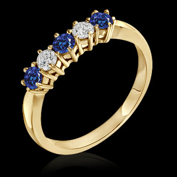 Round blue diamonds 1.50 carat 5 stone engagement ring