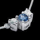 1.45 ct. white blue diamonds 3 stone pendant 14K gold