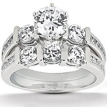 F VVS1 diamonds anniversary set gold ring 1.45 carat