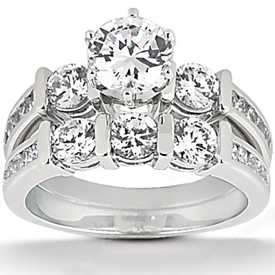 F VVS1 diamonds anniversary set gold ring 1.45 carat