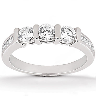 F VVS1 diamonds anniversary set gold ring 1.45 carat